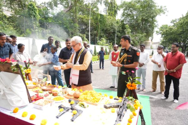 Governor of Telangana Jishnu Dev Varma performed Ayudha Puja governor